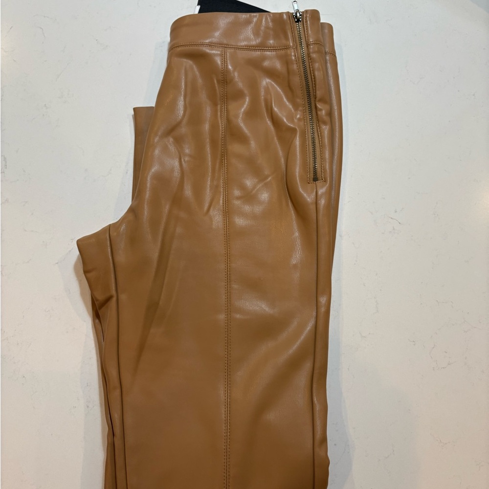 Top Shop Camel Faux Leather Leggings